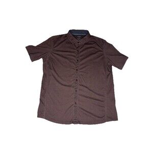 KÜHL Men's Button Up‎ Shirt M Brown Short Sleeve Organic Cotton Outdoor